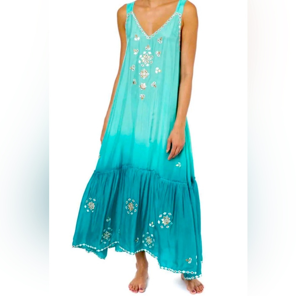 Juliet Dunn - Ombré Turquoise Silk Dress (Size 1)